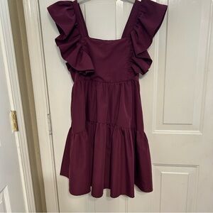Entro Women’s Maroon Dress with Ruffles and pockets Size Small